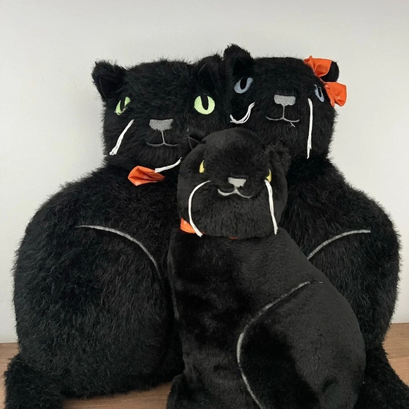 Halloween Black Cat Family Plush Pillow Set of 3 - Picture 7 of 7
